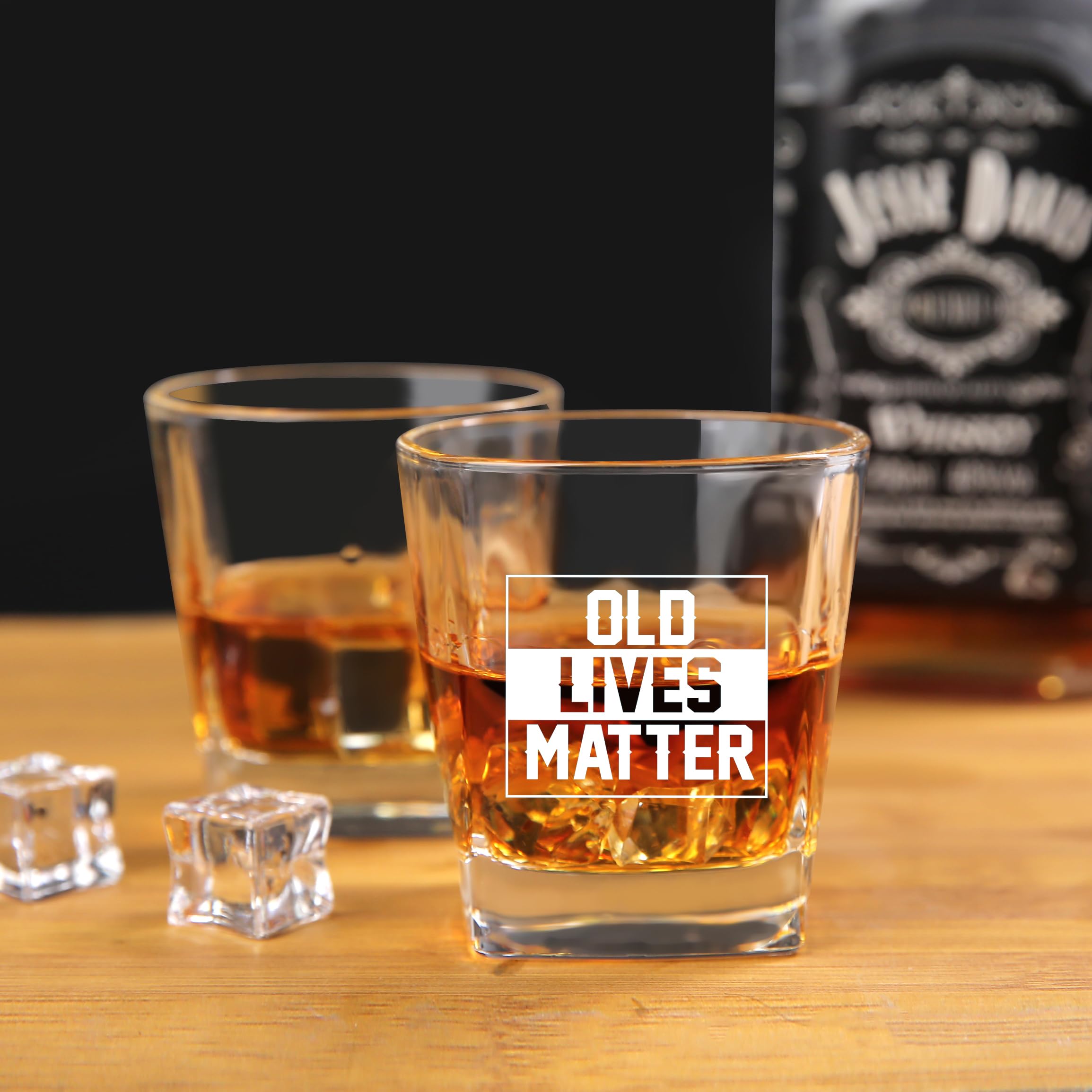 Old Lives Matter Whiskey Glass 8oz | Funny Birthday Gifts Retirement Gifts for Men | Fathers Day Christmas Gifts Gag Gifts for Men | Men Gifts for Birthday Christmas | Dad Gifts Grandpa Gifts