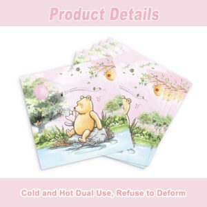 Pink Winnie Baby Shower Party Supplies Classic Bear 1st Party Decorations for Kids Girls Birthday Neutral the Pooh Themed Plates Napkin Cups Disposable Tableware Set Serves 20 Guests