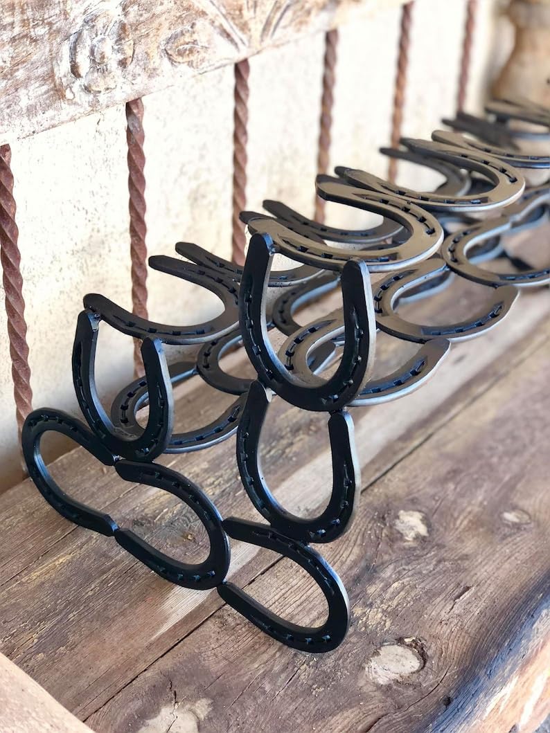 VOFMK Boot Rack, 6 Pairs of Boots, Horseshoe Decor, Horseshoe Art, Boot Holder, Shoe Organizer, Cowboy Boot Rack, Gift for her or him