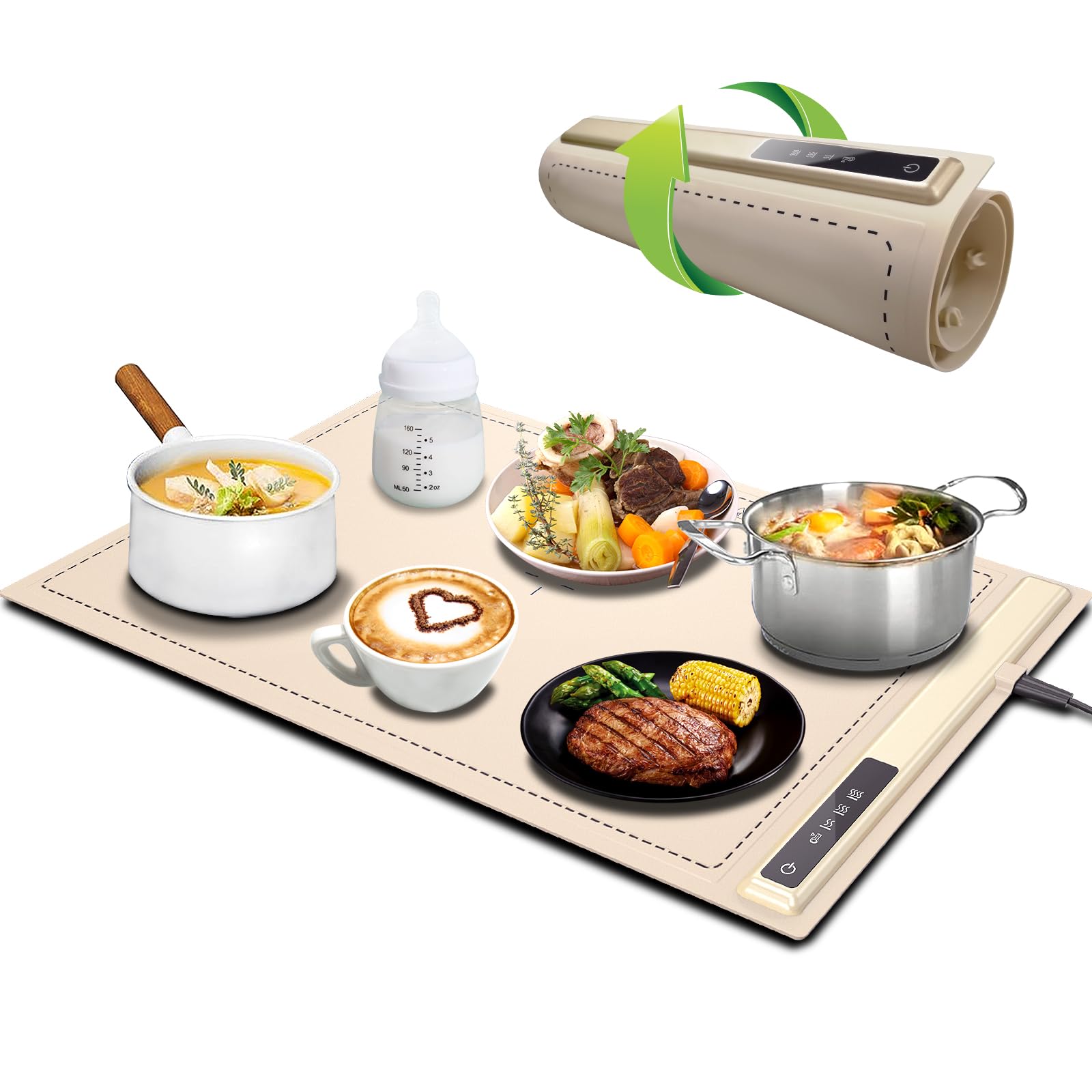 Upgrade Electric Warming Tray with Adjustable Temperature-Portable Warming Mat for Food,Roll Up Silicone Food Warmer for Parties with 3 Temperature Settings,Versatile Food Warmers for Parties Buffet