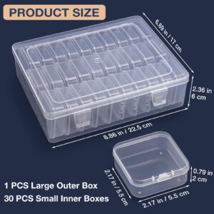 Udefineit Small Bead Organizer Boxes, 30PCS Mini Bead Storage Box & 1PCS Large Plastic Container, Small Bead Container Box with Flip Lid, Mini Bead Case Storage Organizer for Jewelry Making, Nail Arts