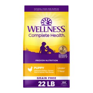 wellness complete health grain free dry puppy food, chicken & salmon recipe, 22 pound bag