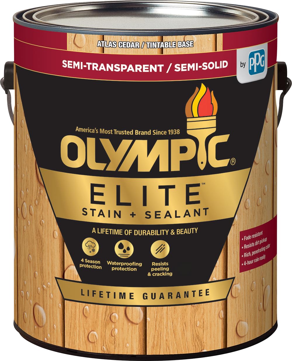 Olympic Elite 1 gal. Atlas Cedar Semi-Transparent Stain and Sealant in One Low VOC