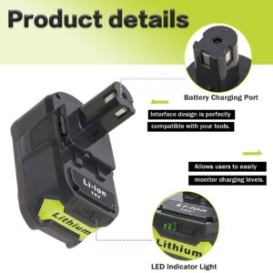 Chgdkjy 5.0Ah 18V Battery and Charger Combo Replacement for Ryobi 18V Battery P102 P103 P104 P105 P107 P108 P109 P122 Cordless Tools Battery and P118B Charger