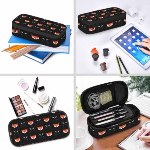 Xuwenz Fox Pencil Holder Bag Feather Arrows Cross Cunning Animal Black Pencil Case College Office School for Teens Boy Girl