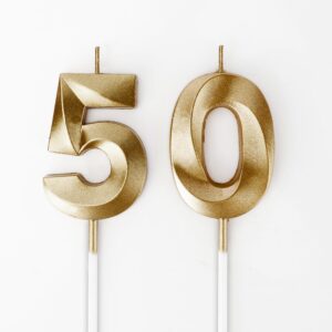 50th birthday candles number 50 candles champagne gold happy birthday candles for cake 3d design cake topper decoration for birthday party anniversary wedding celebration cake decorations