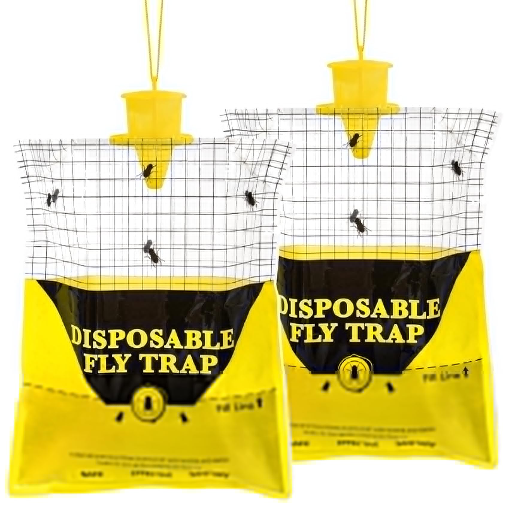 2 Pack10.8 * 12.6 Inch Big Fly Traps Disposable Bag Outdoor Hanging with Natural Baited, Mosquito Bug Flying Insect Trap Catchers Killer, Stable Horse Fly Hunter Trap Control for Barn Ranch