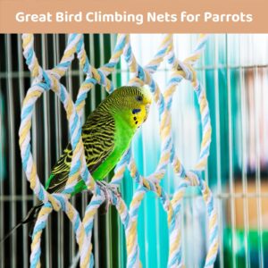 3 PCS Bird Climbing Rope Net Toys, Bird Climbing Nets for Cage Bird Rope Perch Swings, Ladder Rope Bridge Hanging Hammocks, Small Animal Activity Toys for Gerbil, Rat, Parrot, Birds