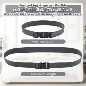 Wowangce 2 Pcs Mattress Topper Straps Memory Foam Packing Straps for Moving or Storage Utility Straps Adjustable Straps with Buckles for Home Mattress, Dark Grey(100" X 2")