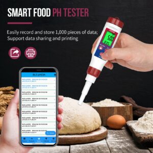 Smart pH Meter for Food, GIDIGI Digital Food pH Tester, Accurate Canning pH Test Kits with ATC, Professional Fermenting pH Test Pen, Spear pH Probe for Bread Cheese Sushi Rice Sourdough Sauce Meat