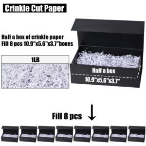 Koogel 1LB Black Shred Paper Fillers, Crinkle Cut Shredded Confetti Stuffing for Basket Filling Halloween Christmas Birthday Graduation Party Gift Box Packaging