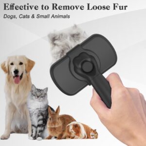 Dipoo Self Cleaning Shedding Brush - Skin Friendly Grooming Tool for Dogs, Cats, and Puppies, Deshedding and Hair Removal for Long and Short Haired Pets, Black