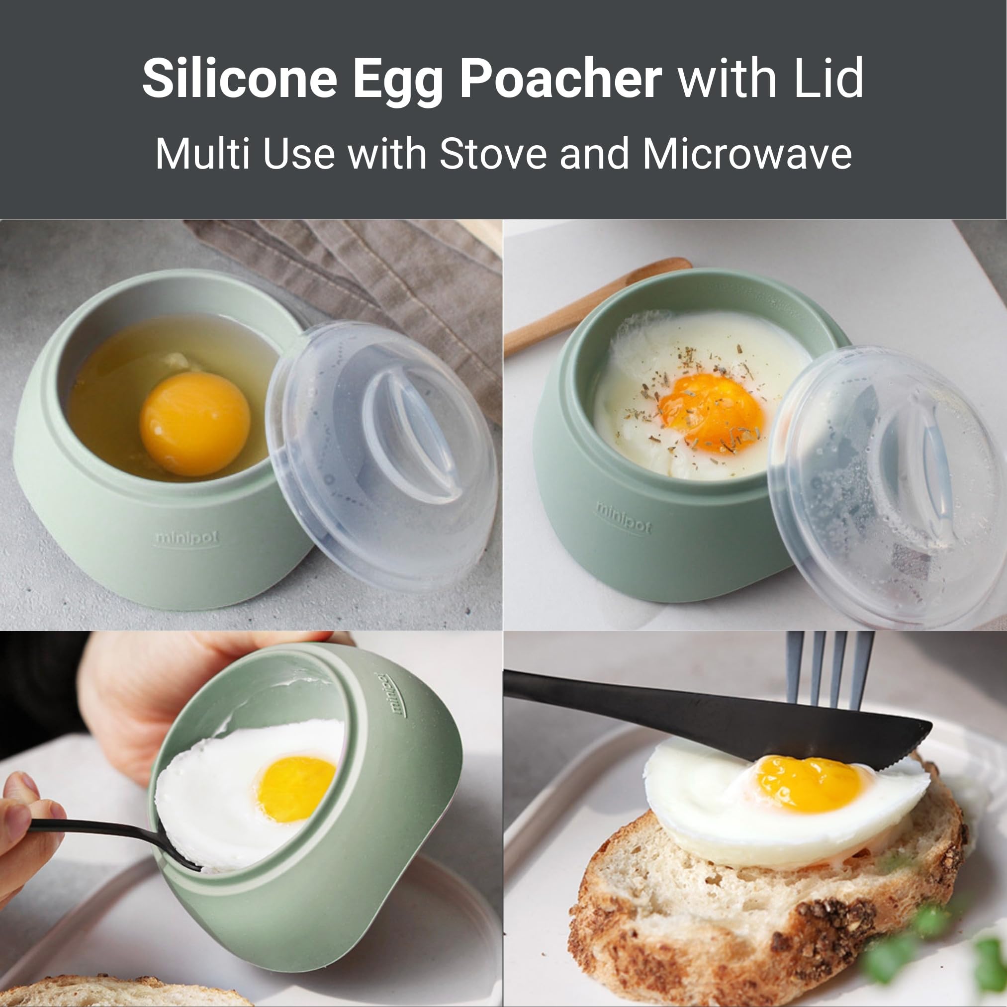 Silicone Egg Poacher Microwave Cooker Eggs Cup Breakfast Sandwich Omelet Maker Kitchen Cooking Tool Fast Eggs Fryer Cooks in 45s Dishwasher Safe Made in Korea