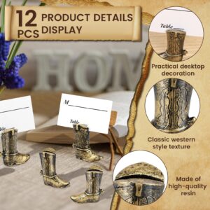 PieJoFpy 12Pcs Card Holders Retro Cowboy Boots Table Resin Photo Stand Creative Table Sign Stands Picture Number Sign Holders for Party Events 4.7x4 cm(4.7*4cm,12PCS)