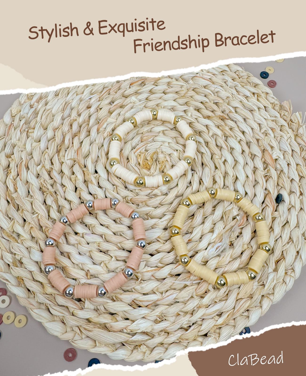 ClaBead Bracelet Making Kit 3200Pcs, Clay Beads Bracelet Kit with Gold Beads and Sliver Beads, Swift Friendship Beads Bracelet Kit for Bracelets Making (Earth Tone)