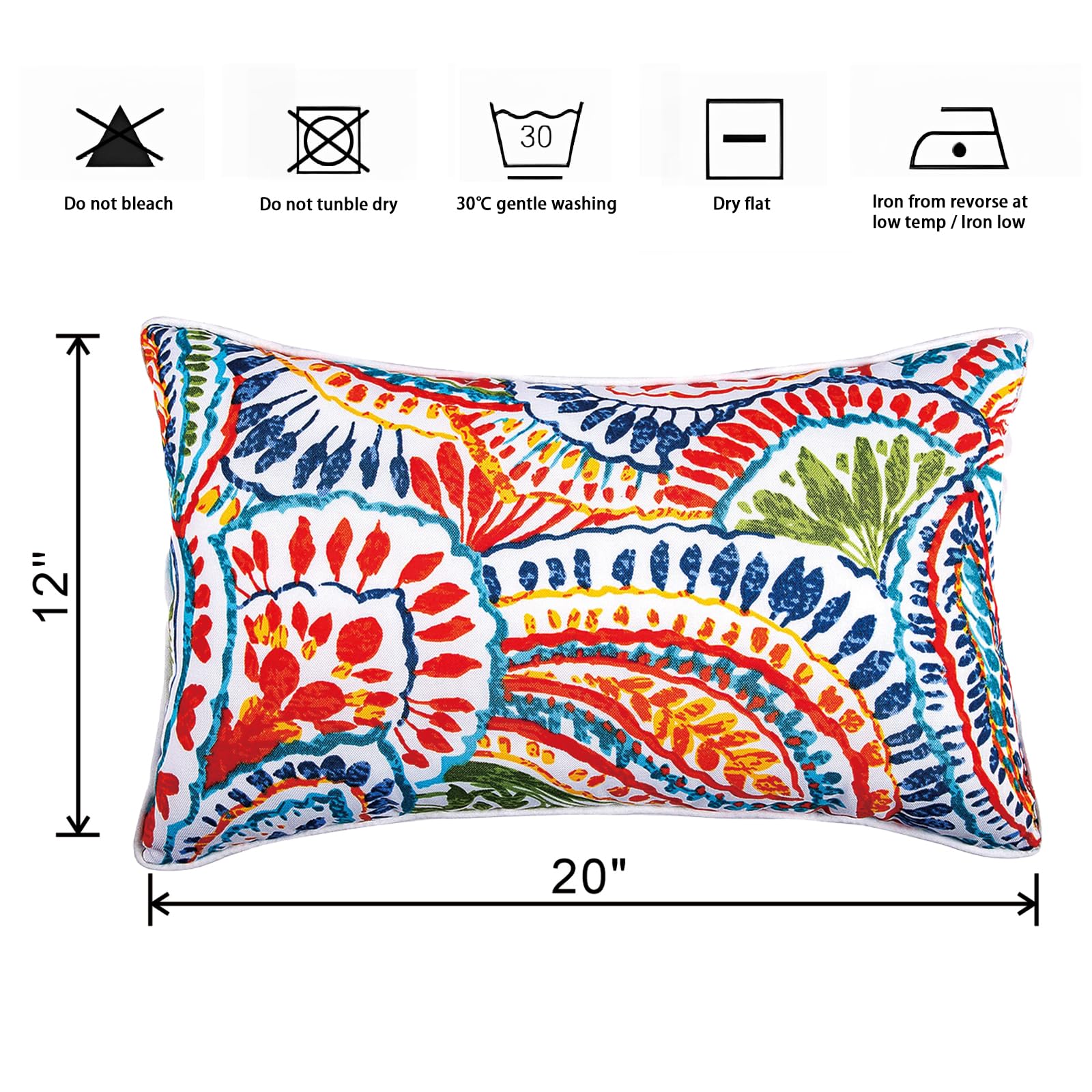 XXPILOS Outdoor Lumbar Pillows - Decorative Pillows with Insert Included Set of 2 Outdoor Pillows for Patio Furniture 12x20 Inch