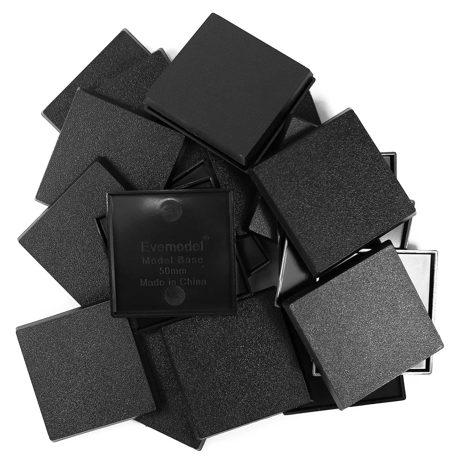 Evemodel Plastic Model Bases Square Black ABS for Wargame Military Tabletop (50 * 50mm-32pcs)