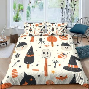 ERGTT Ghost Duvet Cover for Boys Girls Comforter Covers Quilt Cover 3D Print Halloween Style with Pillow Cases Soft Microfiber Bedding Set with Zipper Closure 3 Pieces Twin（173x218cm）