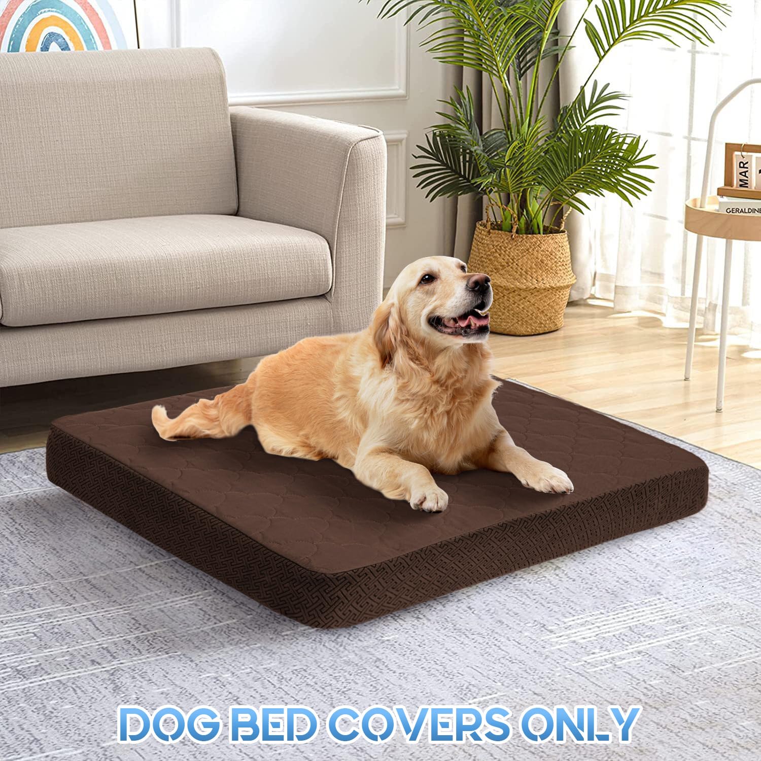 CHHKON Dog Bed Covers Replacement Washable Waterproof Pet Puppy Bed Cover for Dog(Brown,36x27x6 inch)