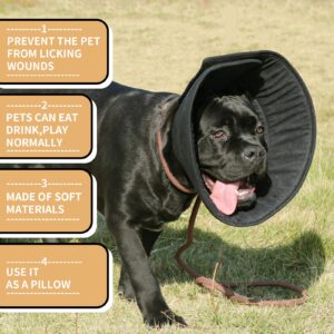 WZ PET Adjustable Dog Cat Cone,Soft Recovery Cat Cone Collar,Dog Protective Collar for Cats,Puppy and Dogs,Black,Large