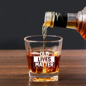 Old Lives Matter Whiskey Glass 8oz | Funny Birthday Gifts Retirement Gifts for Men | Fathers Day Christmas Gifts Gag Gifts for Men | Men Gifts for Birthday Christmas | Dad Gifts Grandpa Gifts