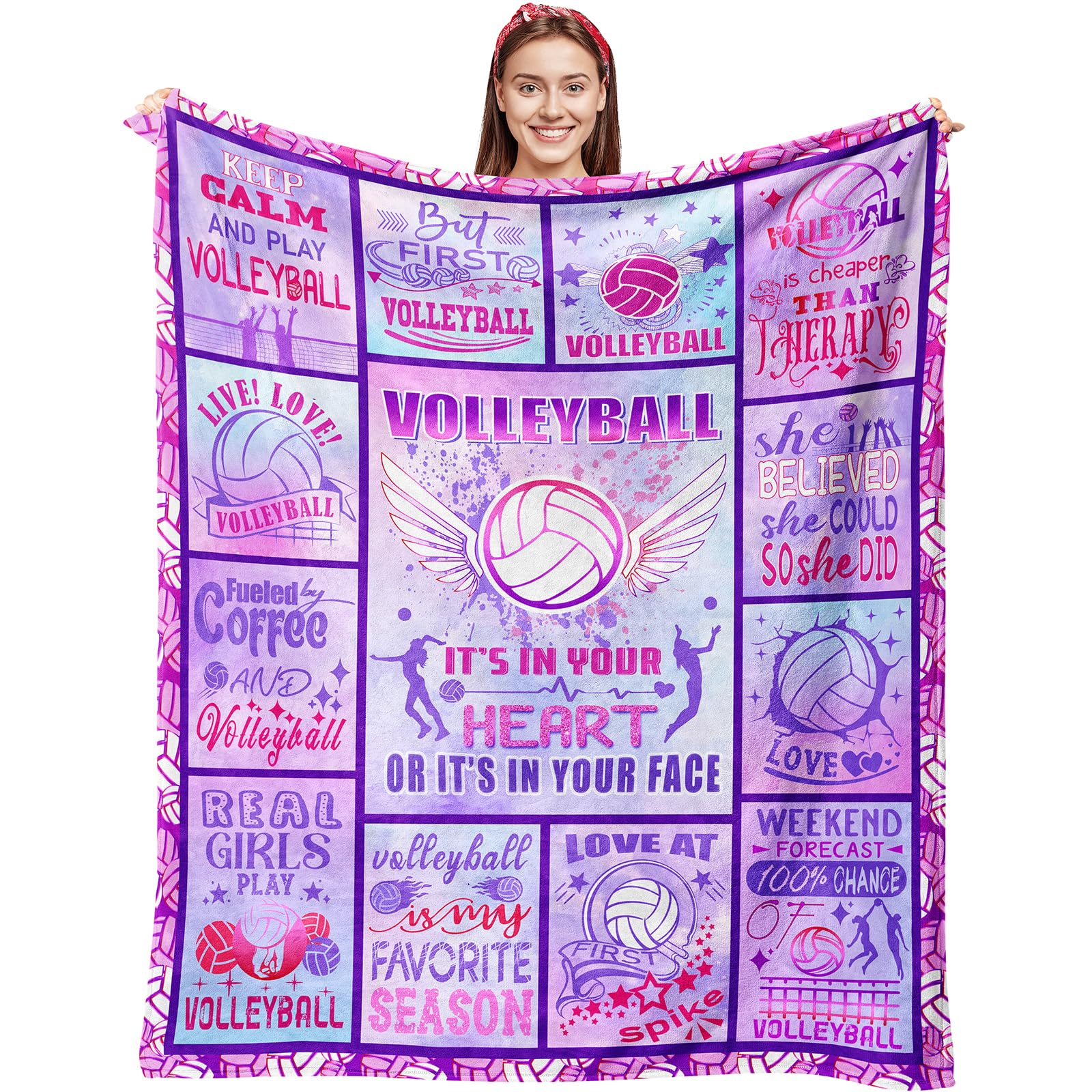 Riediomio Volleyball Blanket Gifts for Teen Girls Volleyball Throw Blanket Volleyball Stuff Volleyball Team Gifts Merch for Volleyball Players Coach 50"x40"