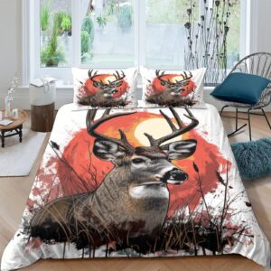 ERGTT Deer Comforter Covers Quilt Cover Duvet Cover for Boys Girls 3D Printed Animals Soft Microfiber Bedding Set with Zipper Closure with Pillow Cases 3 Pieces Queen（228x228cm）