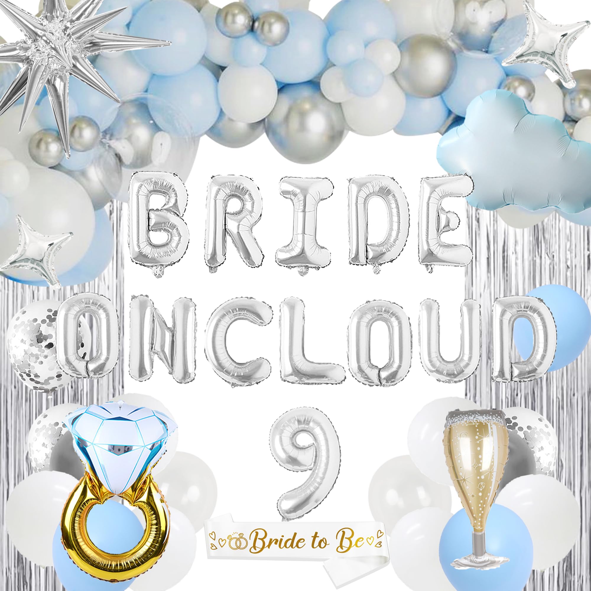 The Bride Is on Cloud 9 Bachelorette Party Decorations, Cloud 9 Bachelorette Bridal Shower Decorations for Women Girls