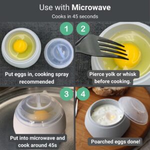 Silicone Egg Poacher Microwave Cooker Eggs Cup Breakfast Sandwich Omelet Maker Kitchen Cooking Tool Fast Eggs Fryer Cooks in 45s Dishwasher Safe Made in Korea