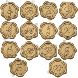 Initial Alphabet D Wax Seal Stickers, ONWINPOR 50 Pack Letter D Wax Seal Stickers Envelope Seal Stickers Envelope Seals Self Adhesive Gold Stickers for Wedding Party Birthday Christmas (D)