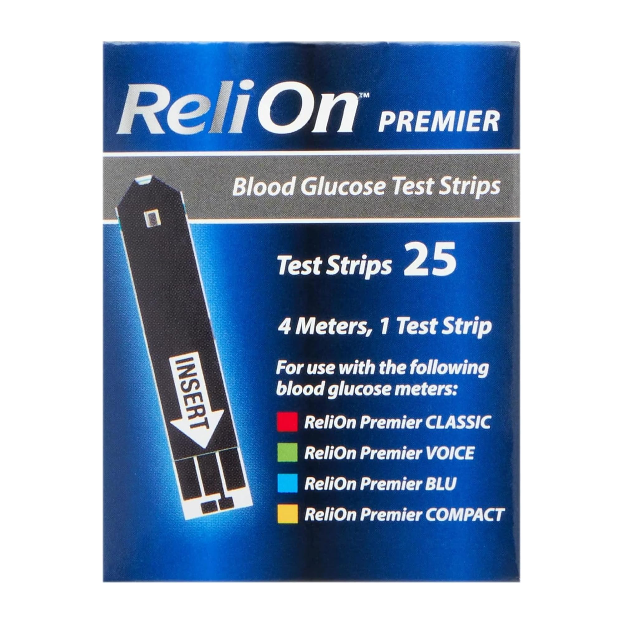 Relion Premier Test Strips 25 Count | Blood Glucose Test Strips | Test Strips for Diabetes | Blood Sugar Test Strips | Diabetic Test Strips | Reli on Premier Blood Glucose Test Strips