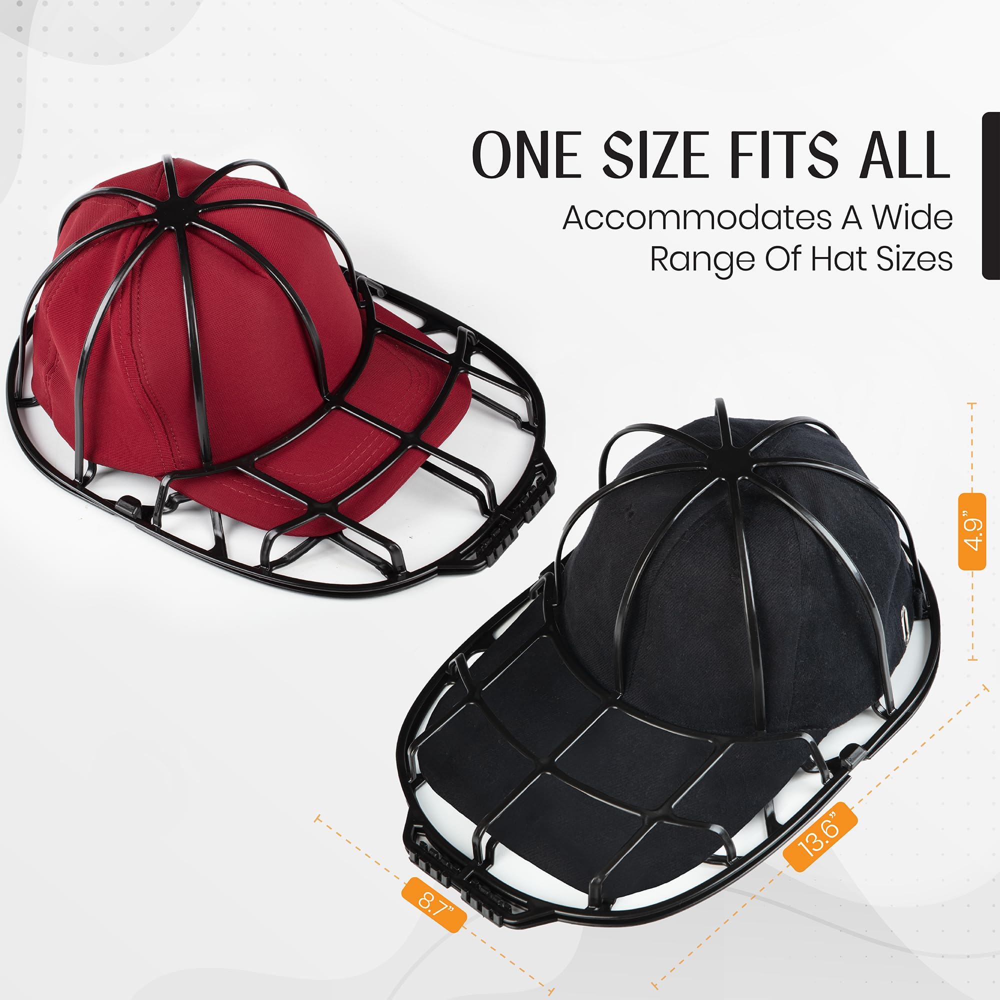 Sunrise Six Essentials Baseball Hat Washer Cage - Baseball Cap Washing Cage to Keep Your Hats Looking Good - Baseball Hat Cleaner with S Hook and Zipper Mesh Bag Included