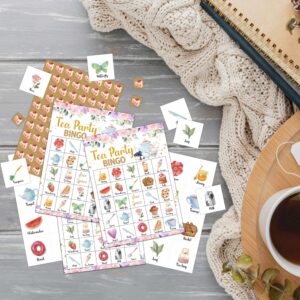 Tea Party Bridal Shower Games, Tea Party Bingo Game, Tea Party Decorations, Tea Party Favors, 24 Players Bingo Games for Bridal Shower, Bachelorette Party, Wedding, Engagement Party (C07)