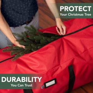 Holiday Cheer Christmas Tree Storage Bag – Heavy Duty Christmas Tree Bag Fits Up to 7.5ft Tall Artificial Christmas Tree, Waterproof with Durable Handles & Zipper – Xmas Tree Storage Bag (RED)