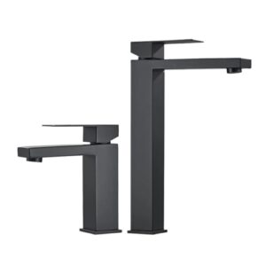 1 pcs basin faucet bathroom black silver faucet countertop mount nickel basin sink faucet mixer hot and cold water brass wash basin faucet (color : black short)