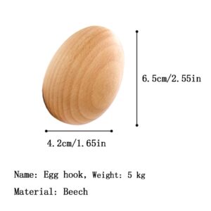 (4 Pack) QEXILAH Natural Beech Wooden Wall Hook, Cute Egg Shape Wall Mounted Hooks Wall Simple Hanger, Home Decoration Hanger Wall Hook For Hanging Clothes, Hat, Coat, Bag (Drilling Wall Installation)