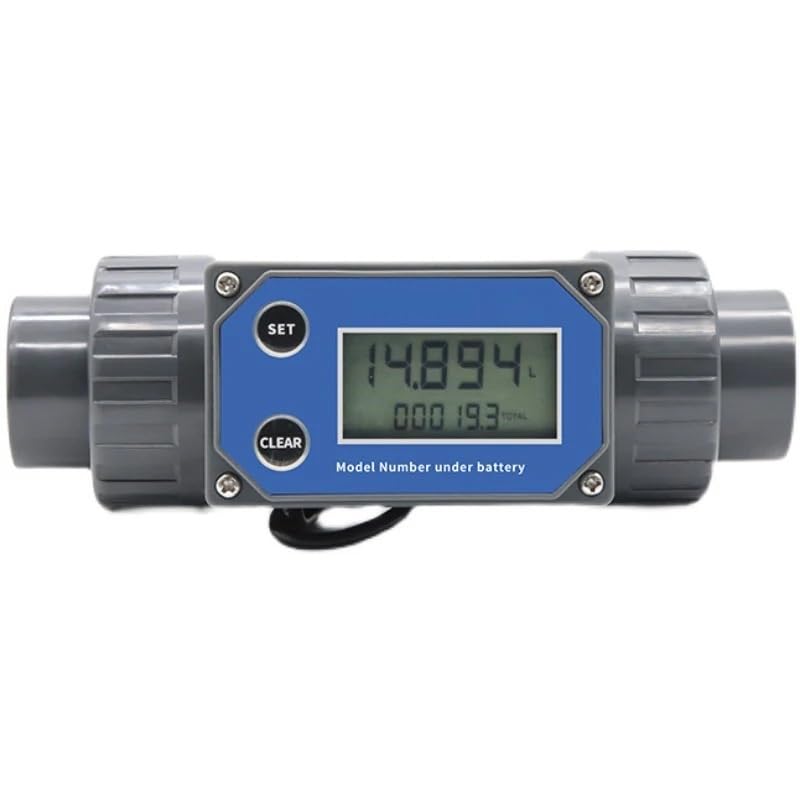 Aoleaby 1"" 1-1/2"" 2"" 2-1/2"" 3"" Turbine Flow Meter Electronic PVC LCD Digital Display Flowmeter ZJLCD-BT01 for Farm/Garden Irrigation (Size : 2"", Color : Without Cable)