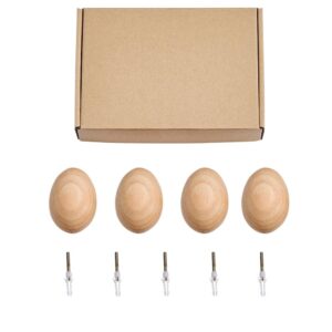 (4 Pack) QEXILAH Natural Beech Wooden Wall Hook, Cute Egg Shape Wall Mounted Hooks Wall Simple Hanger, Home Decoration Hanger Wall Hook For Hanging Clothes, Hat, Coat, Bag (Drilling Wall Installation)