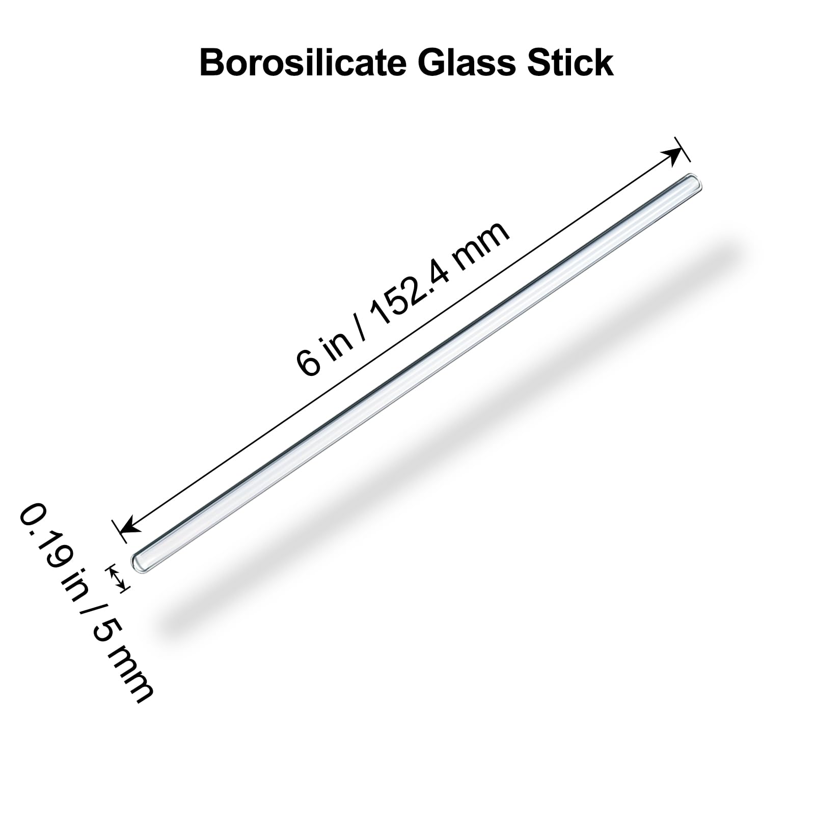 15 Pack Glass Stirring Rods: Diameter 5mm Length 6 inch Glass Stir Sticks, Borosilicate Glass Stirring Rod for Mixing Lab