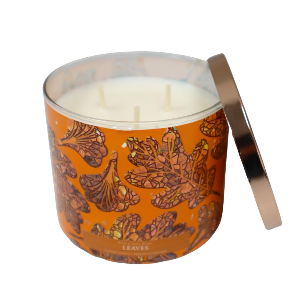 Bath & Body Works Leaves 3-Wick Scented Candle 14.5oz, Orange