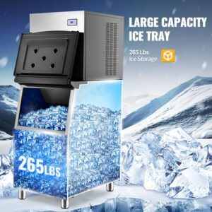 TECSPACE 110V Freestanding Commercial Ice Maker, 550LBS/24H, 1200W Ultra Strong Compressor, 265LBS Large Storage Bin, 182 PCS Ice Cubes Ready in 8-15 Mins