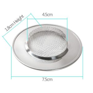 Generic Stainless Steel Round Sink Strainer Bathtub Hair Catcher Stopper Shower Drain Hole Filter Trap Metal Bathroom Kitchen Tools, Silver