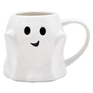 14 oz halloween ghost coffee mug - white cute ceramic ghost pattern ghostface mug coffee cup halloween accessories birthday gifts for kids adults