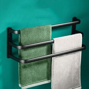 black double layer towel rack/ wall mounted multilayer space aluminum towel rail for bathroom, kitchen, hotel/ portable design towel stands for bath with dislocation design