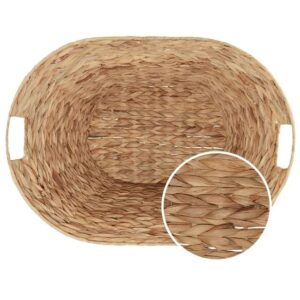 DaOLUX Braided Water Hyacinth, Laundry Basket, Natural, Hand Woven, Handles, Adult