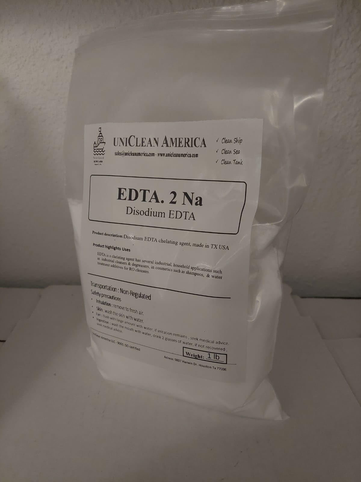 UniClean America Diasodium EDTA - EDTA.2Na I Ethylenediaminetetraacetic Acid Disodium Salt I High Purity - Made in USA (Weight : 1 lb)