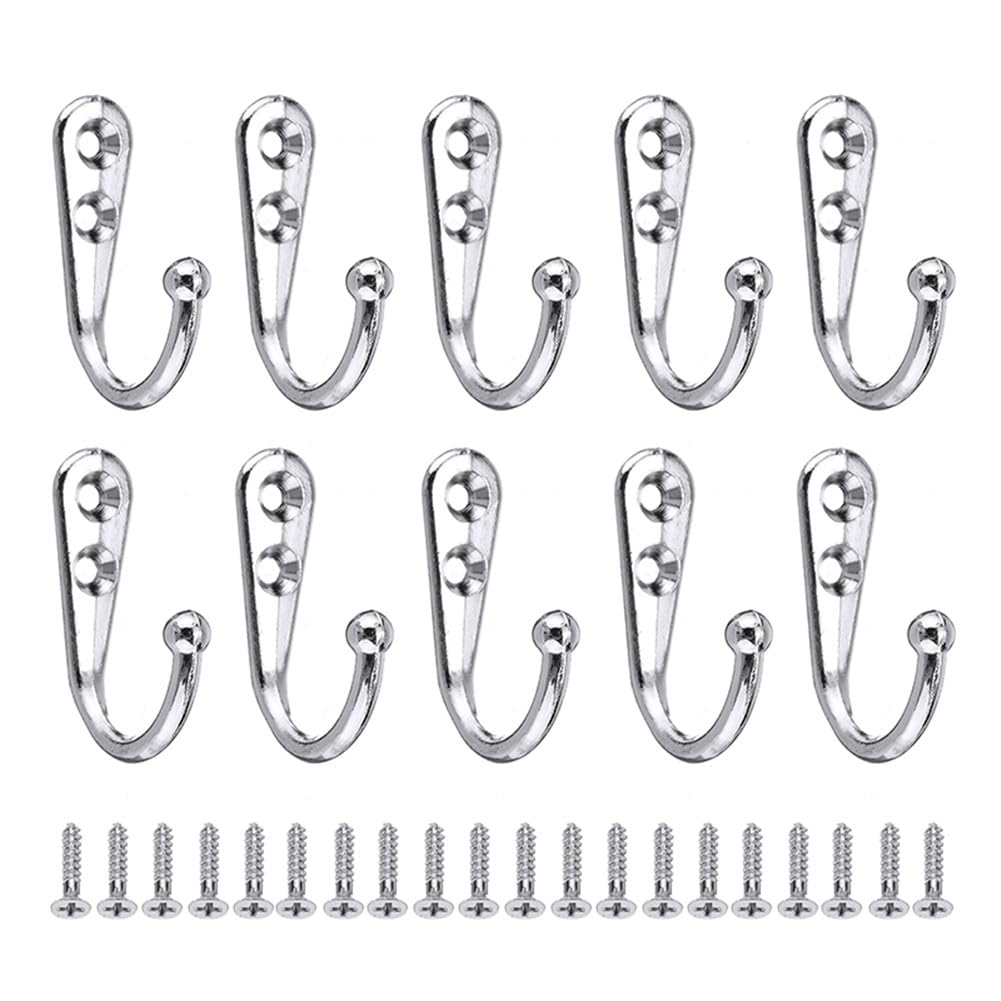 QRZLP Wall Mounted Coat Hooks, Heavy Duty Hanger Hook with Screws Vintage Zinc Alloy Wall Clothes Hanger Coat Hat Hook Cloakroom Hook for Hat, Towel, Key, Robe, Coats, Scarf, Bag, Cap, etc. (Black)