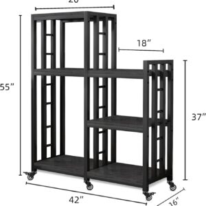 6-Tier Kitchen Bakers Rack Storage Shelf with Wheels, Utility Plant Stand/ Mini Fridge & Microwave Oven Stand Table, Coffee Bar, Adjustable Kitchen Shelves Freestadning for Home Office Patio