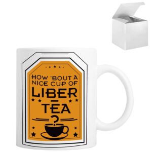 liber tea mug coffee mug，novelty liber-tea cup 11 ounce gift for gamers (white)