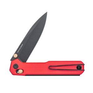 Real Steel Perix Crossbar Lock Camping Knife 3.5'' Nitro-V Drop Point Blade, G10 Handle (Black PVD/Red G10 Handle)